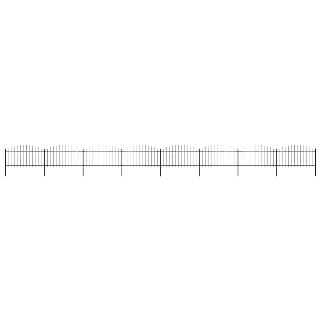 Cerca de jardim com topo em forma de lança em aço 1339x150 cm, preta