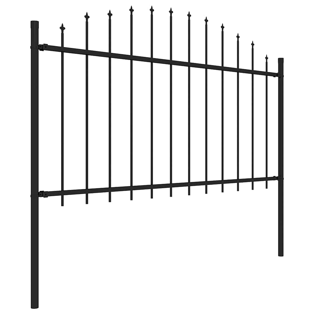 Cerca de jardim com topo em forma de lança em aço 1339x150 cm, preta