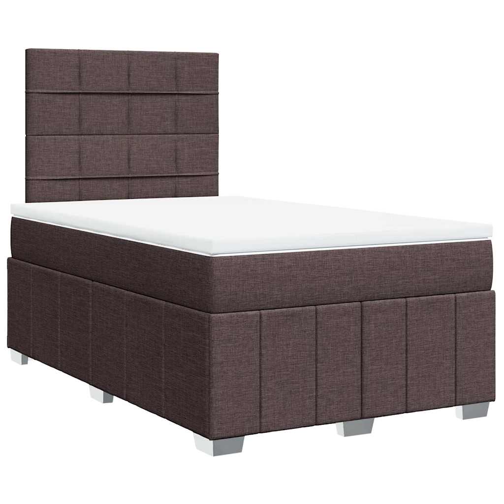 Cama boxspring com colchão 120x190 cm tecido castanho-escuro