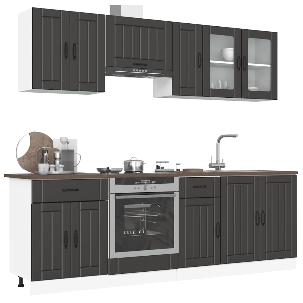 8 Peças armário de cozinha conjunto kalmar preto