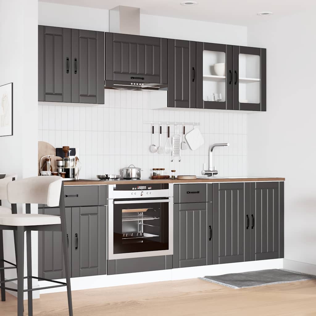 8 Peças armário de cozinha conjunto kalmar preto