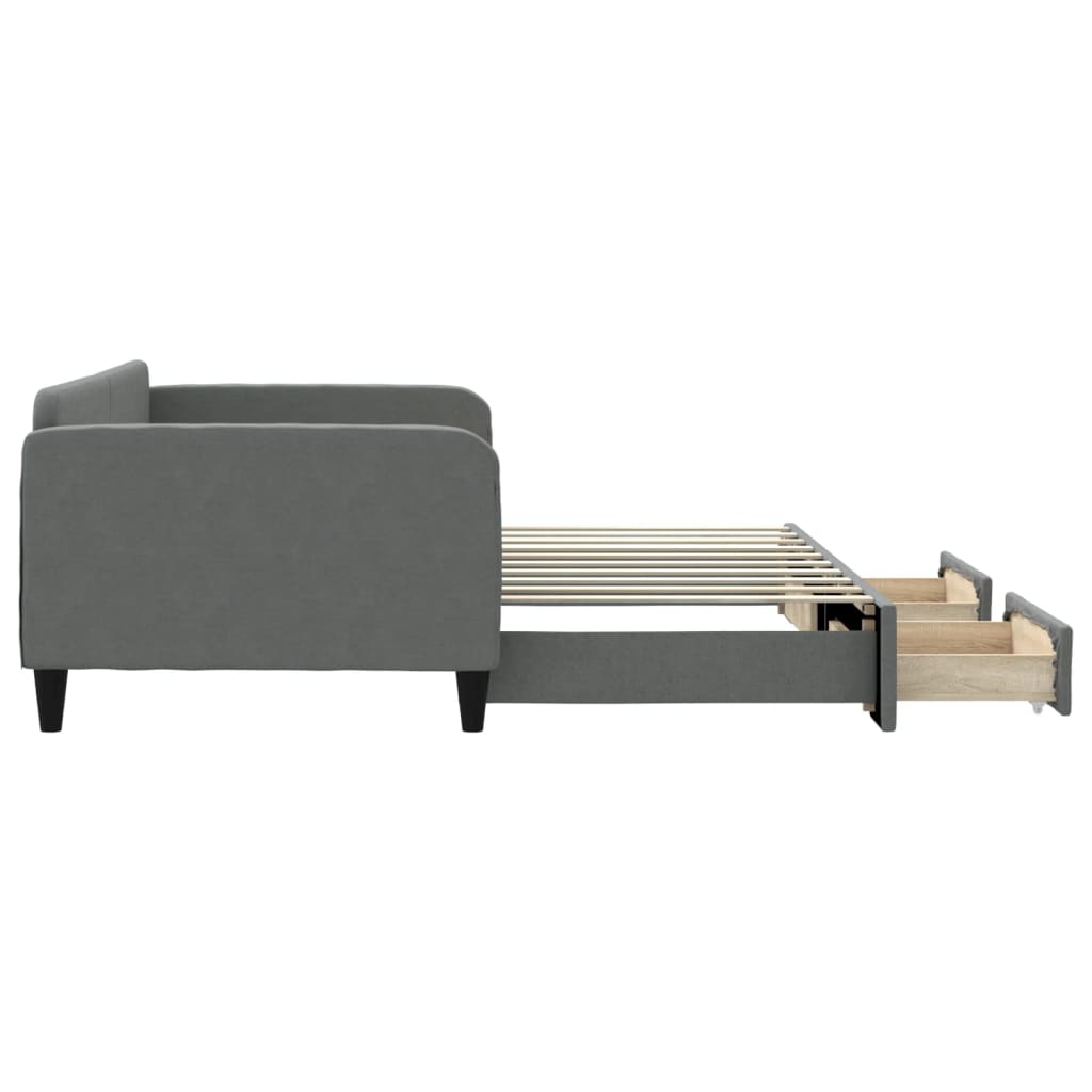 Sofá-cama c/ gavetão e gavetas 90x190 cm tecido cinzento-escuro