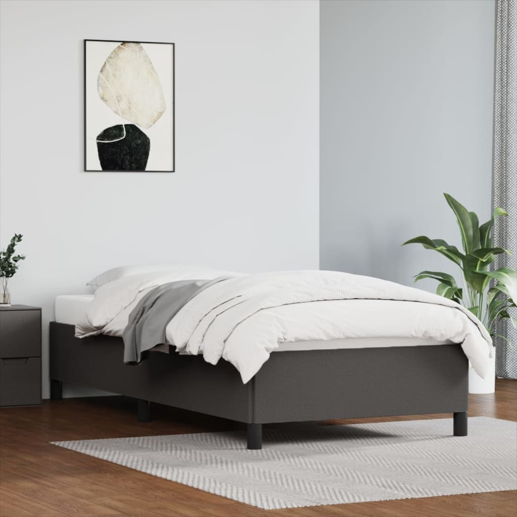 Estrutura de cama 90x200 cm couro artificial cinzento