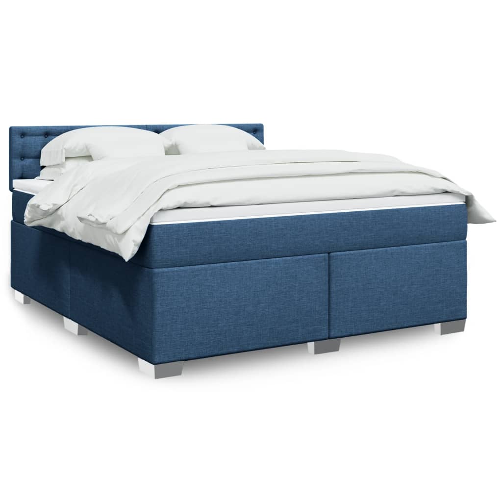 Cama com molas/colchão 180x200 cm tecido azul