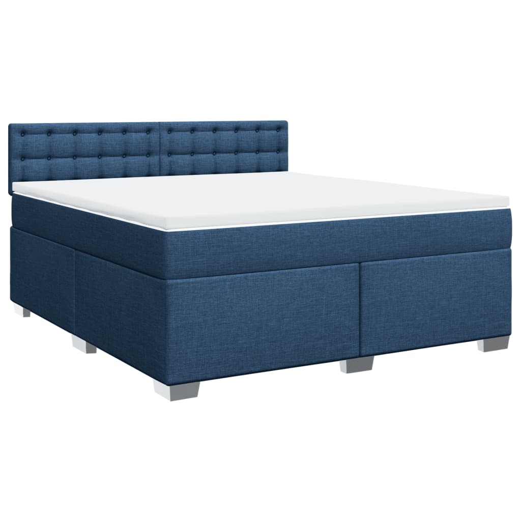 Cama com molas/colchão 180x200 cm tecido azul