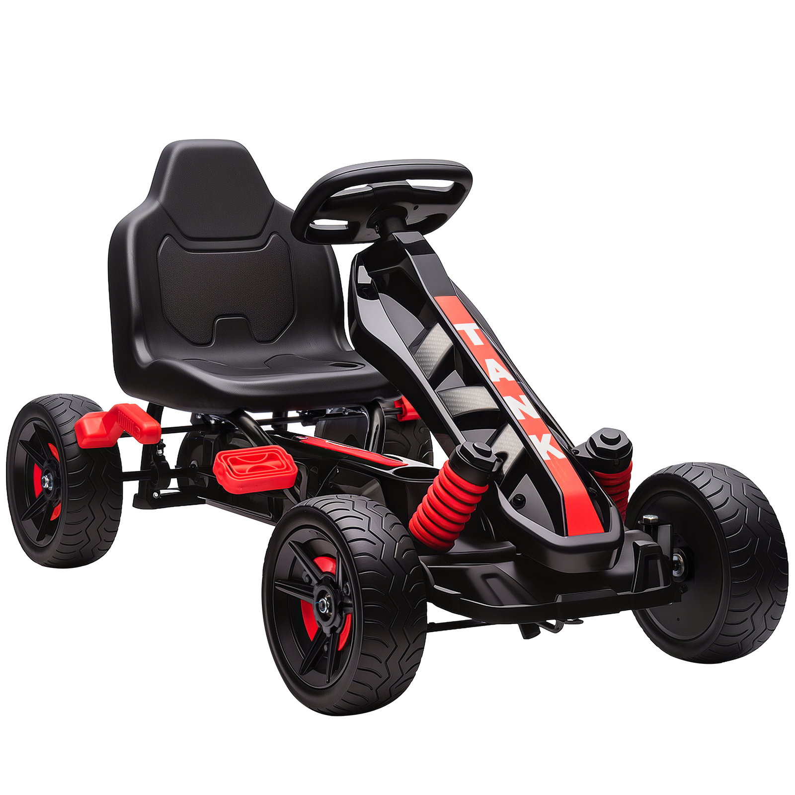 Kart a pedais para crianças com embraiagem automática travão e rodas antiderrapantes em eva 100x59x60,5 cm vermelho