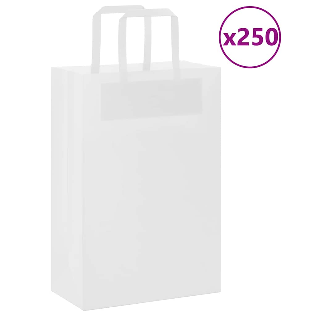 Sacos de papel 250 unid com alças branco 21x11x31 cm