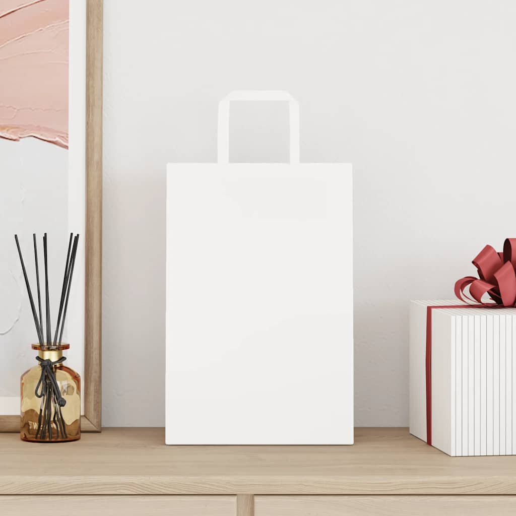 Sacos de papel 250 unid com alças branco 21x11x31 cm