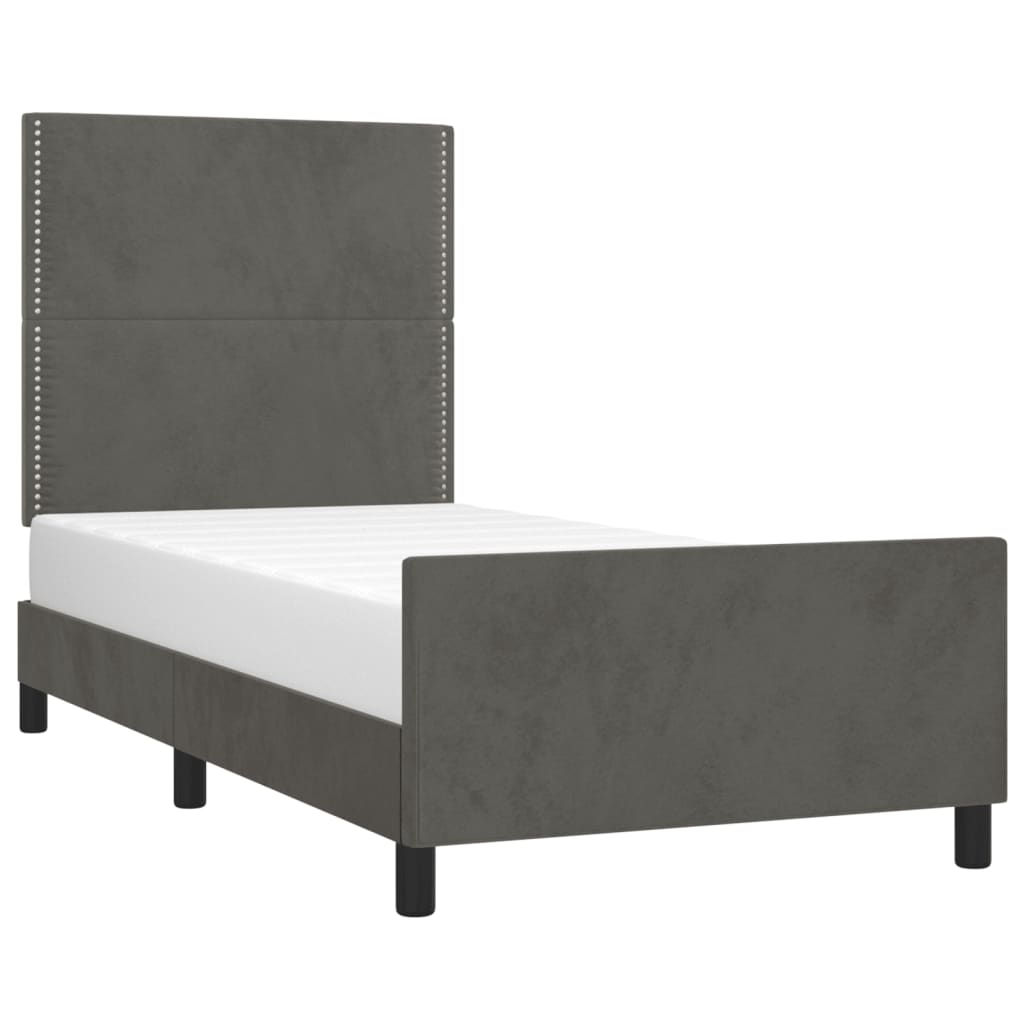 Estrutura de cama sem colchão 90x190 cm veludo cinzento-escuro