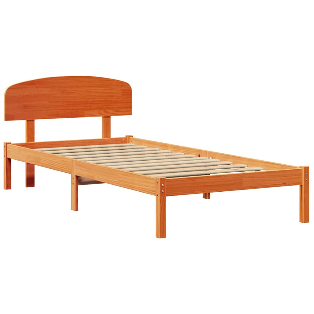 Estrutura da cama com cabeceira marrom cera 90 x 190 cm