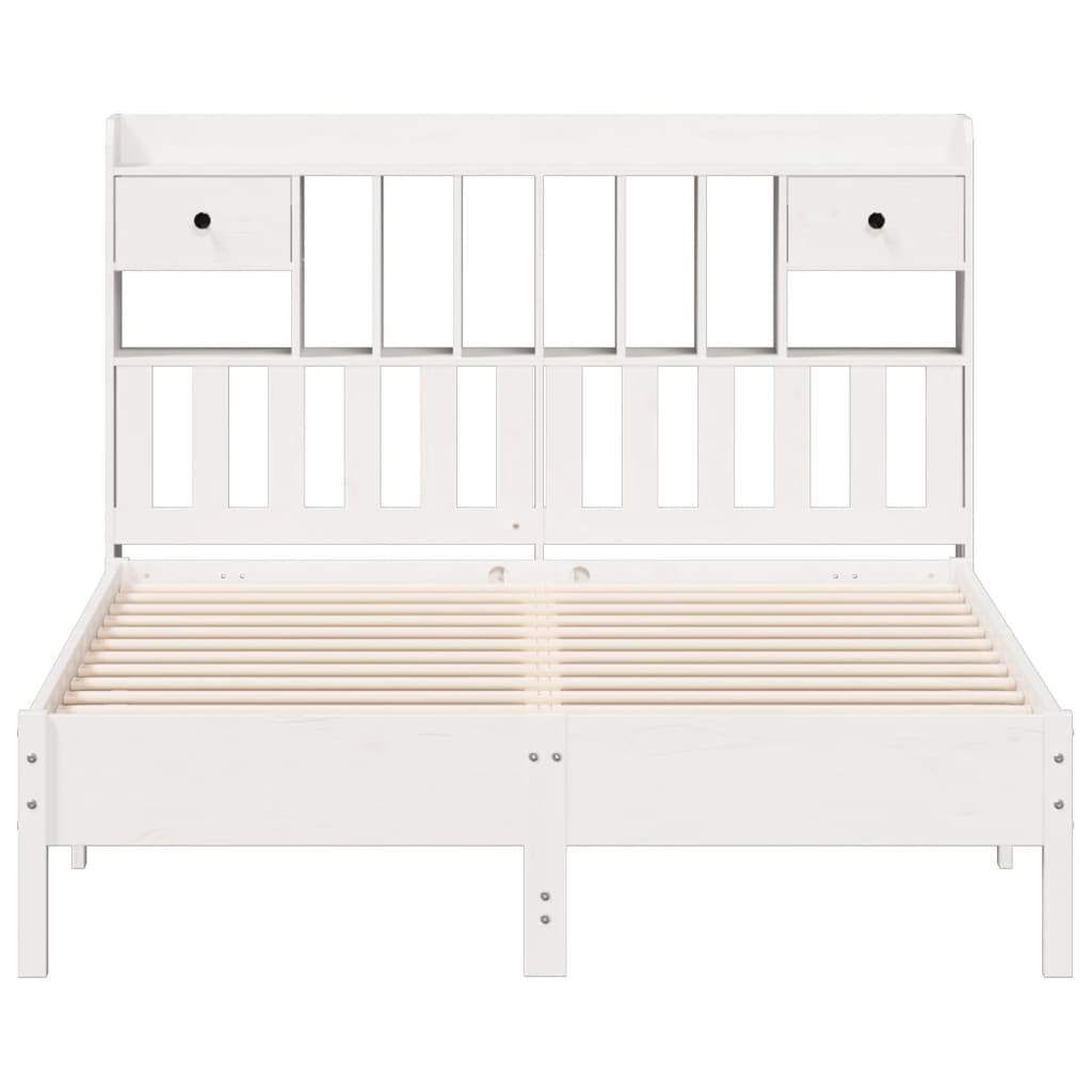 Cama com estante sem colchão 160x200 cm pinho maciço branco