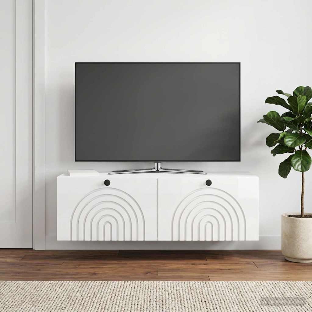 Gabinete de TV de parede branco brilhante 98 x 31 x 30 cm