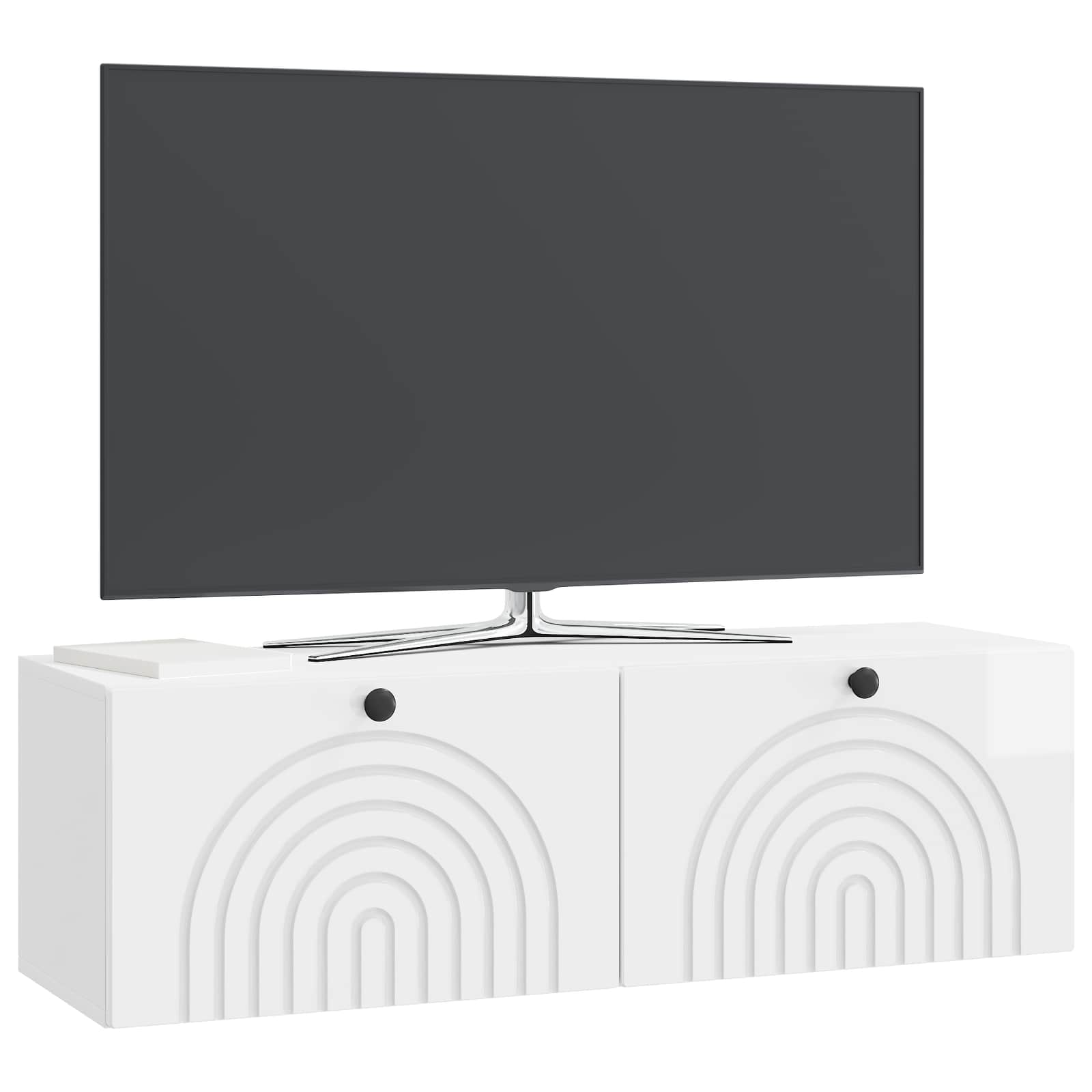 Gabinete de TV de parede branco brilhante 98 x 31 x 30 cm