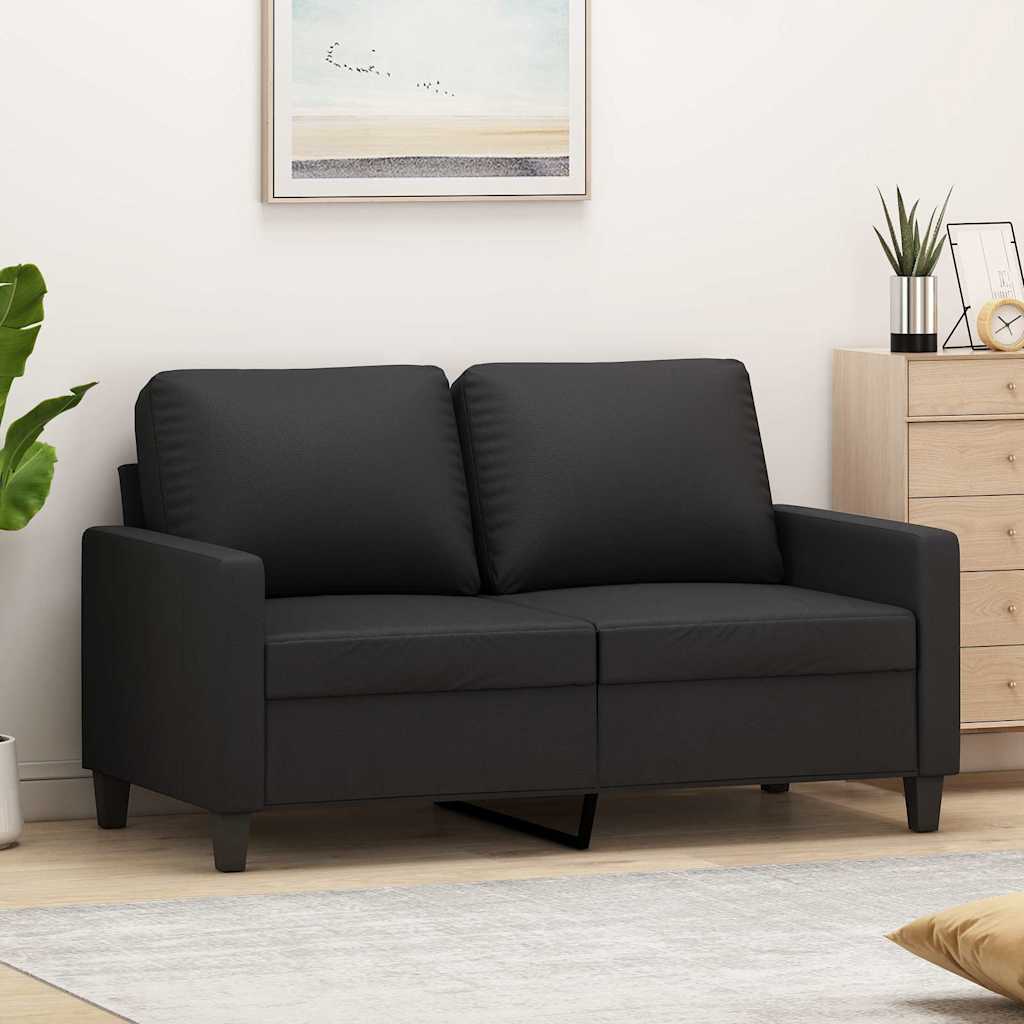 Sofá de 2 lugares 120 cm couro artificial preto