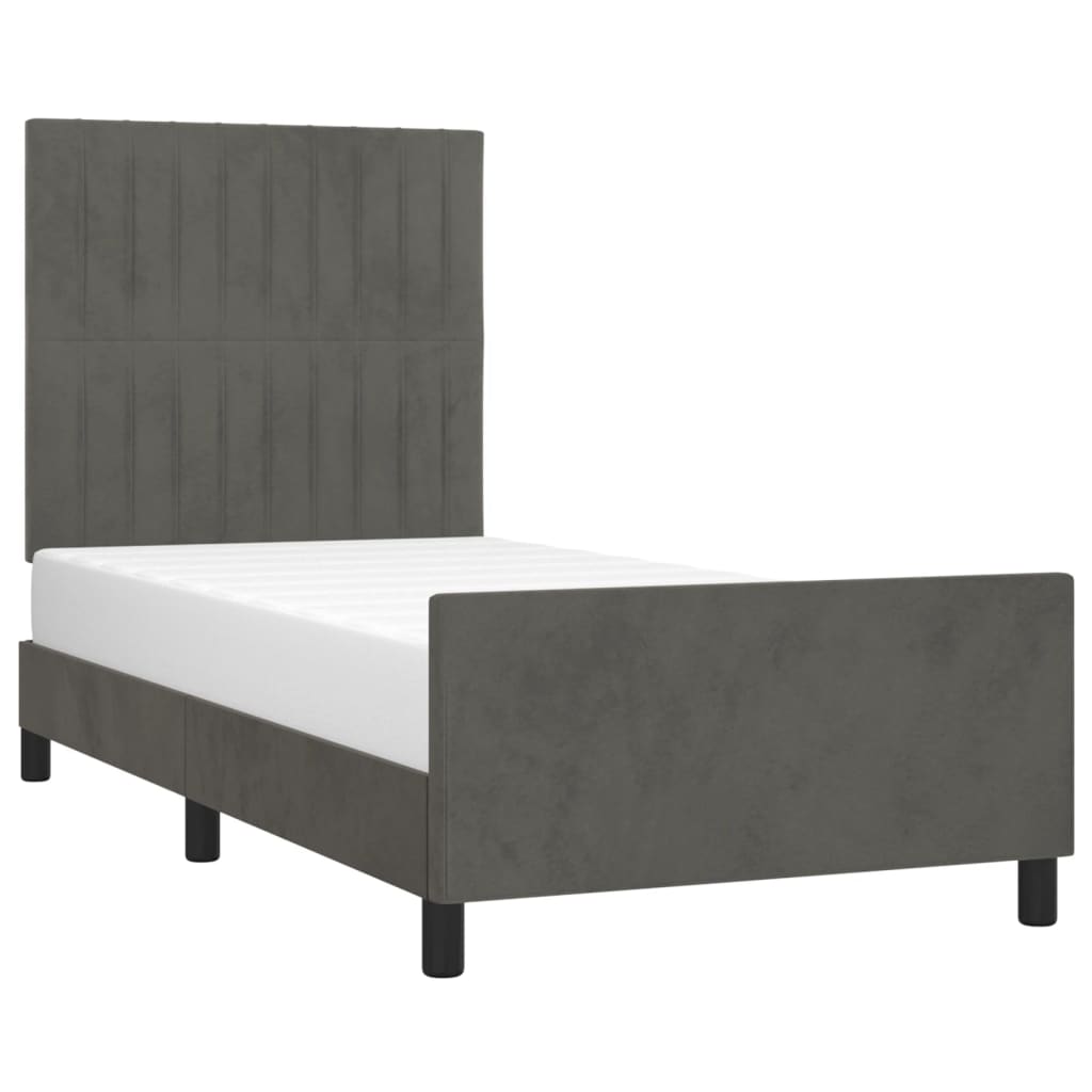 Estrutura de cama sem colchão 80x200 cm veludo cinzento-escuro
