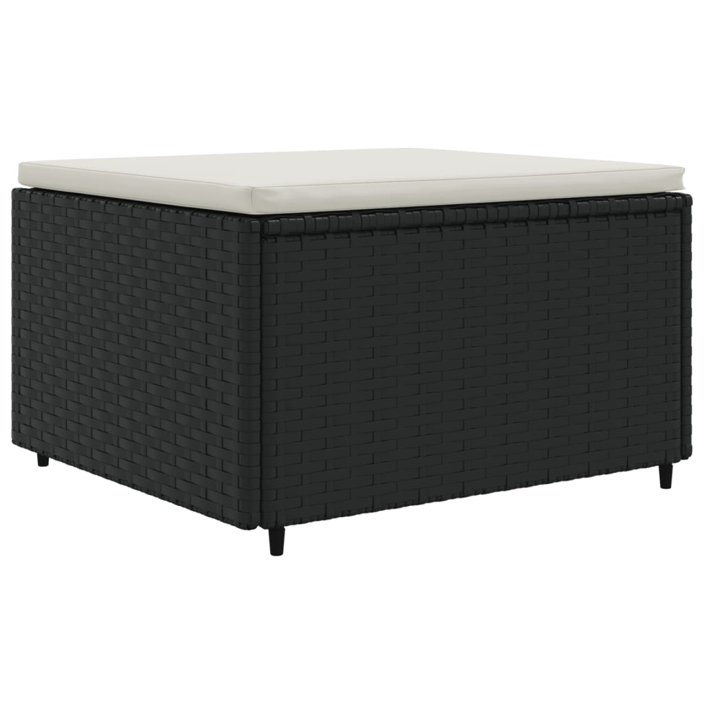 4 Pcs conjunto lounge de jardim c/ almofadões vime PE preto