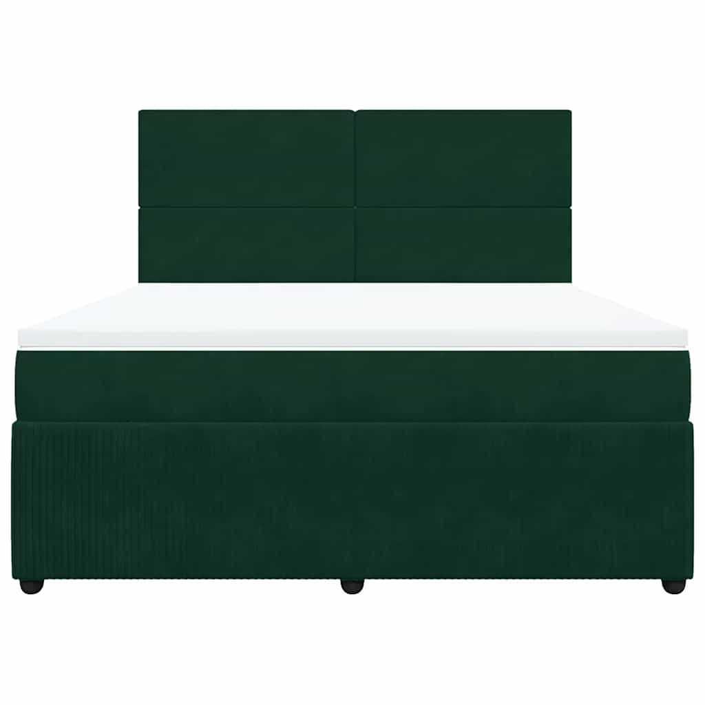 Cama com molas/colchão 180x200 cm veludo verde-escuro