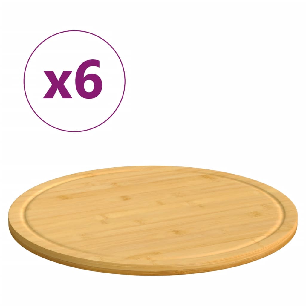 Tábuas de cortar 6 pcs ø30x1,5 cm bambu