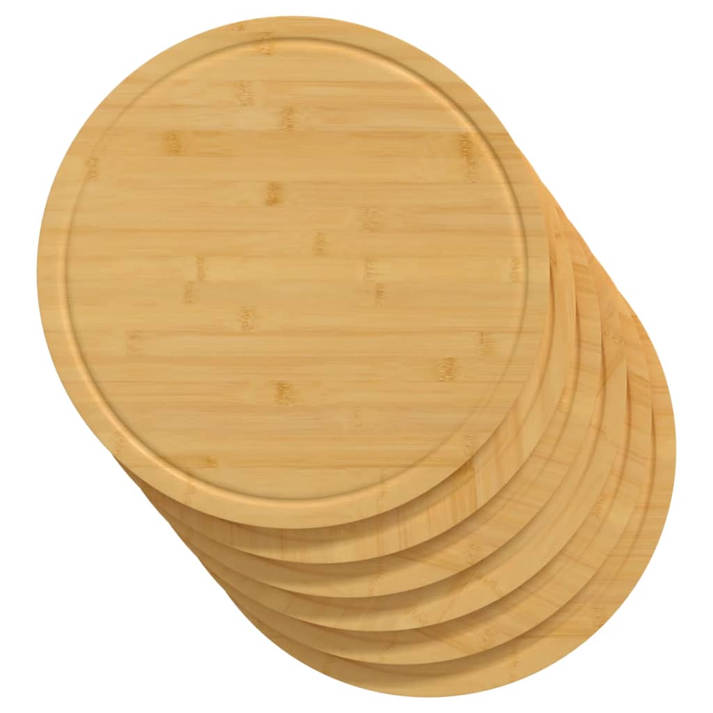 Tábuas de cortar 6 pcs ø30x1,5 cm bambu