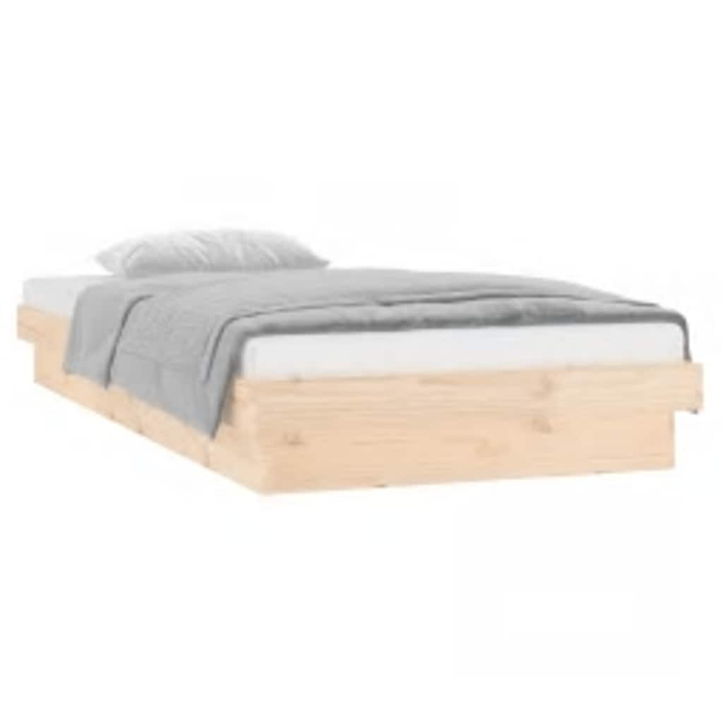 Estrutura de cama com luzes LED 100x200 cm madeira maciça