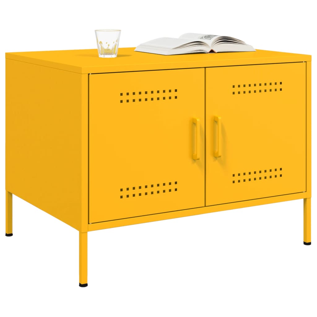 Mesa de centro 68x50x50,5 cm aço amarelo mostarda