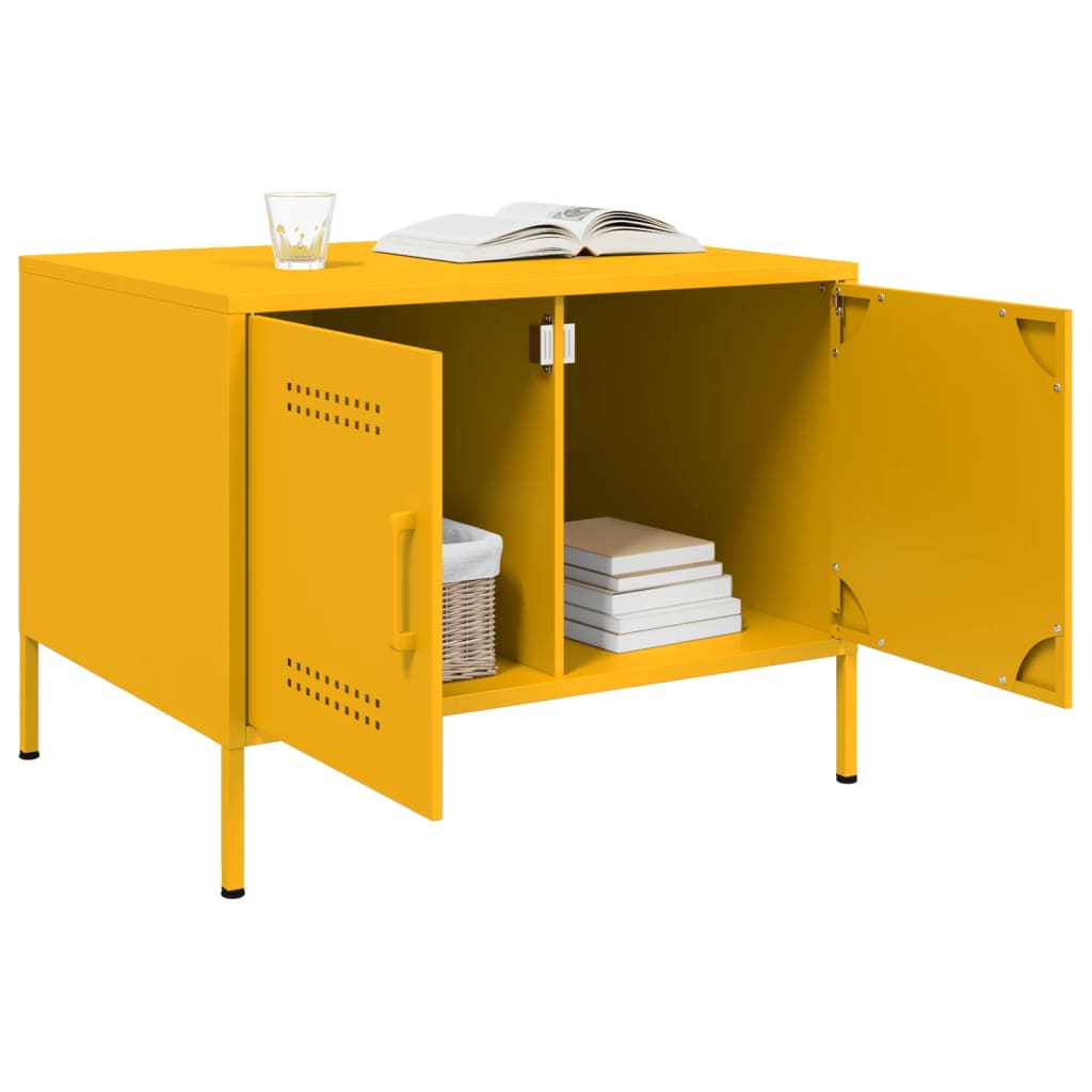 Mesa de centro 68x50x50,5 cm aço amarelo mostarda