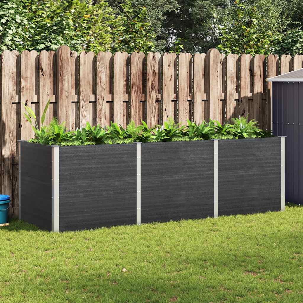 Canteiro elevado de jardim 300x100x91 cm wpc cinzento