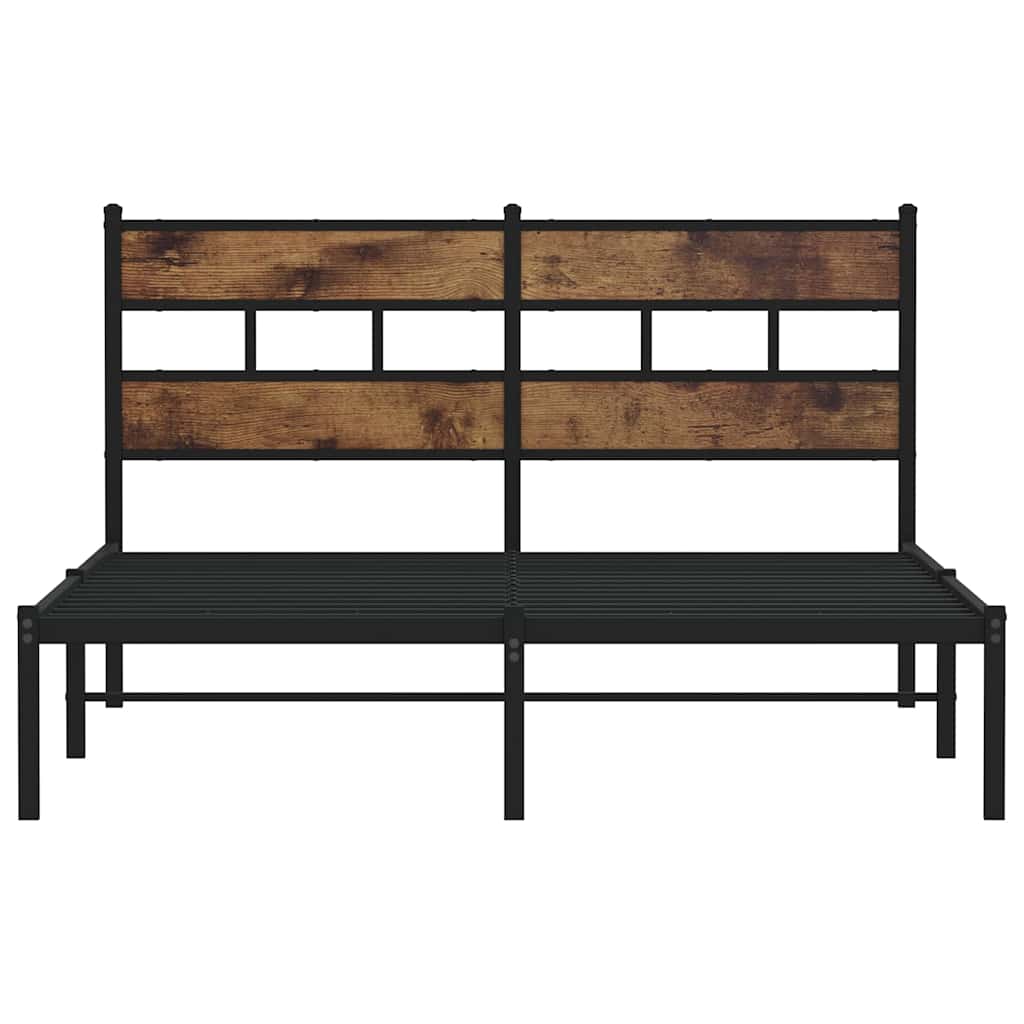 Estrutura de cama sem colchão 135x190 cm metal carvalho fumado