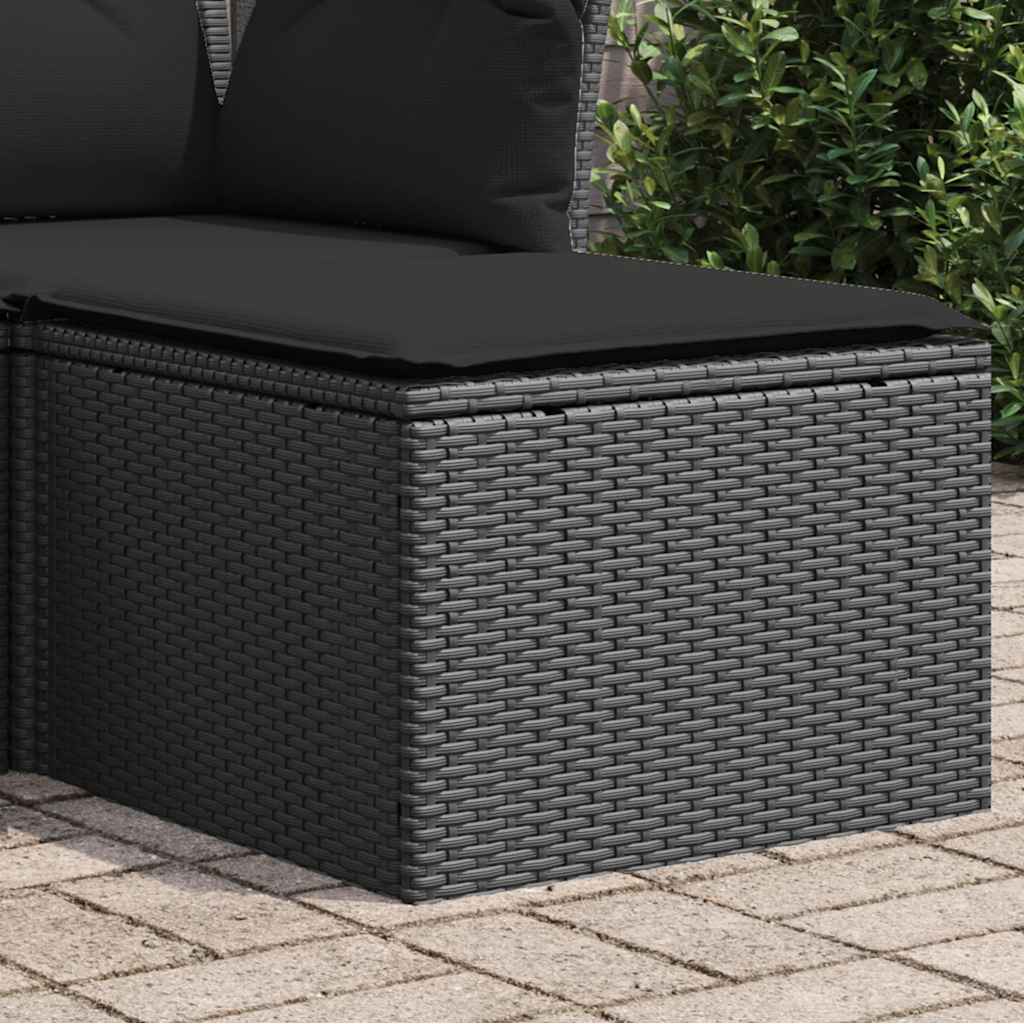 Banco de jardim com almofada preto 55x55x37 cm vime sintético