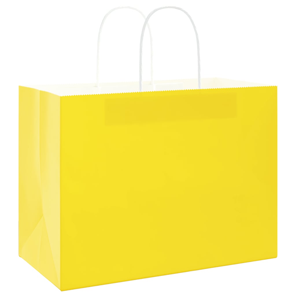 Sacos de papel 50 unid com alças amarelo 32x17x25 cm