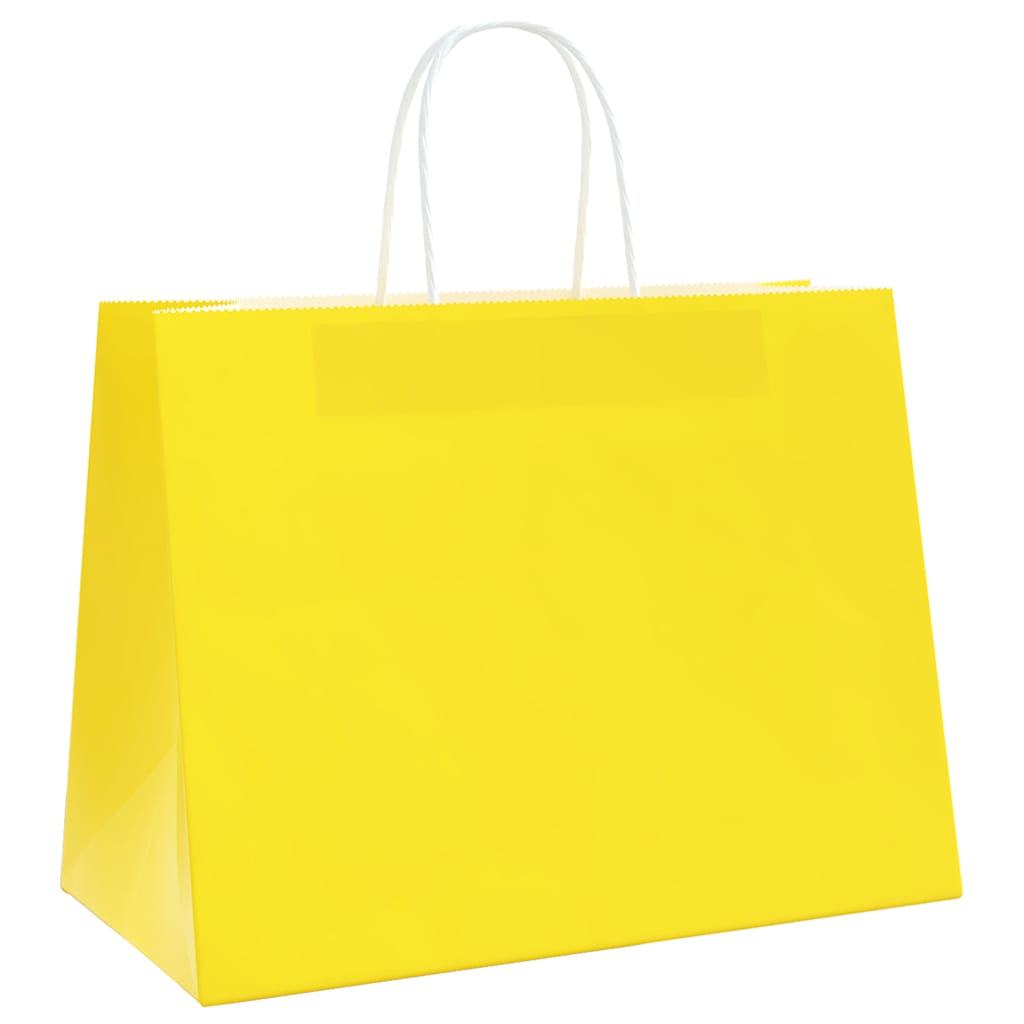 Sacos de papel 50 unid com alças amarelo 32x17x25 cm