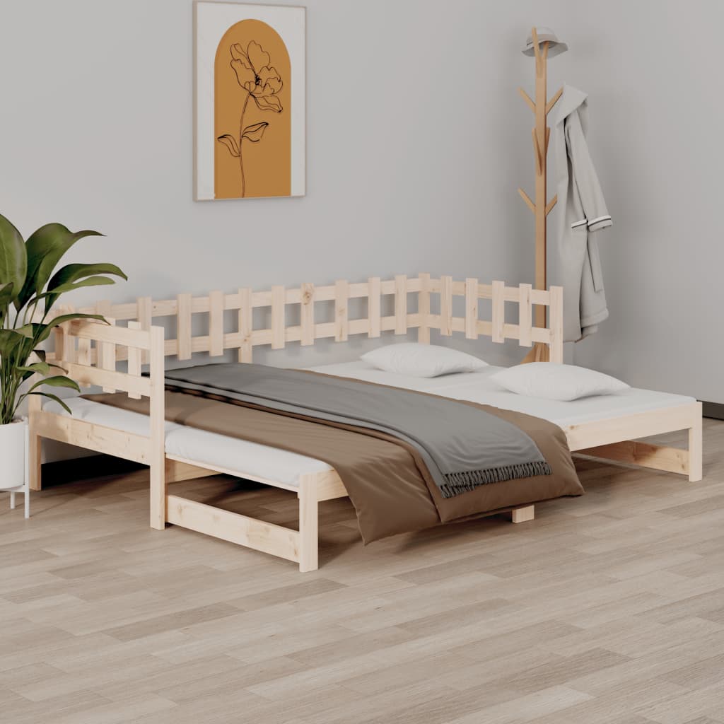 820736 Sofá-cama de puxar 2x(90x200) cm madeira de pinho maciça