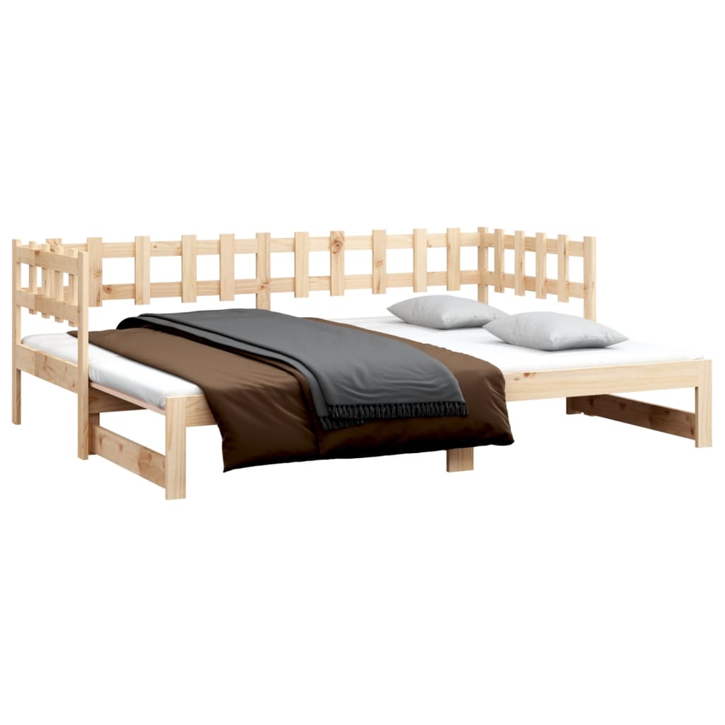 820736 Sofá-cama de puxar 2x(90x200) cm madeira de pinho maciça