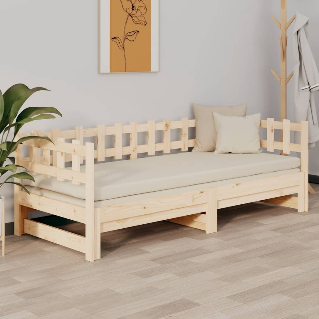 820736 Sofá-cama de puxar 2x(90x200) cm madeira de pinho maciça