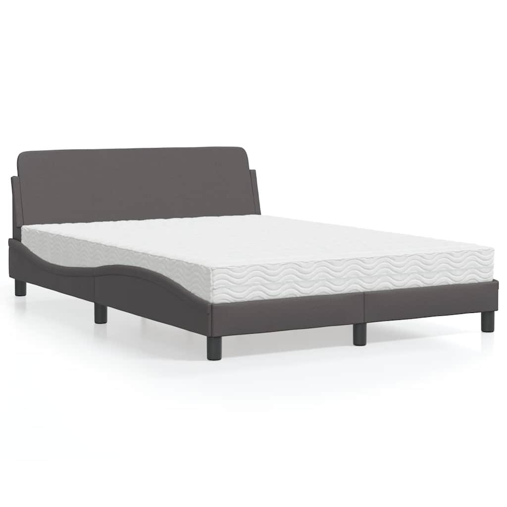 Cama com colchão dover 140x200 cm couro artificial cinzento