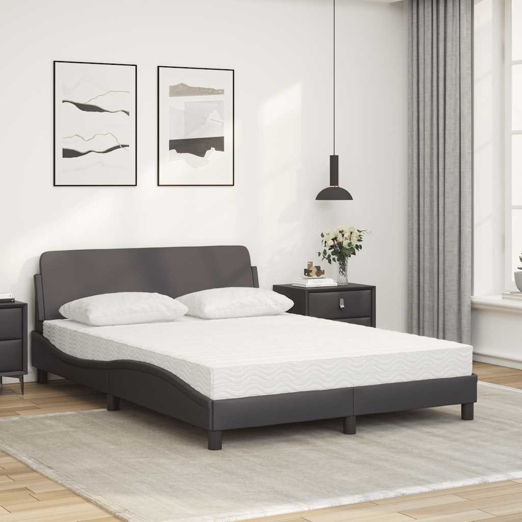 Cama com colchão dover 140x200 cm couro artificial cinzento