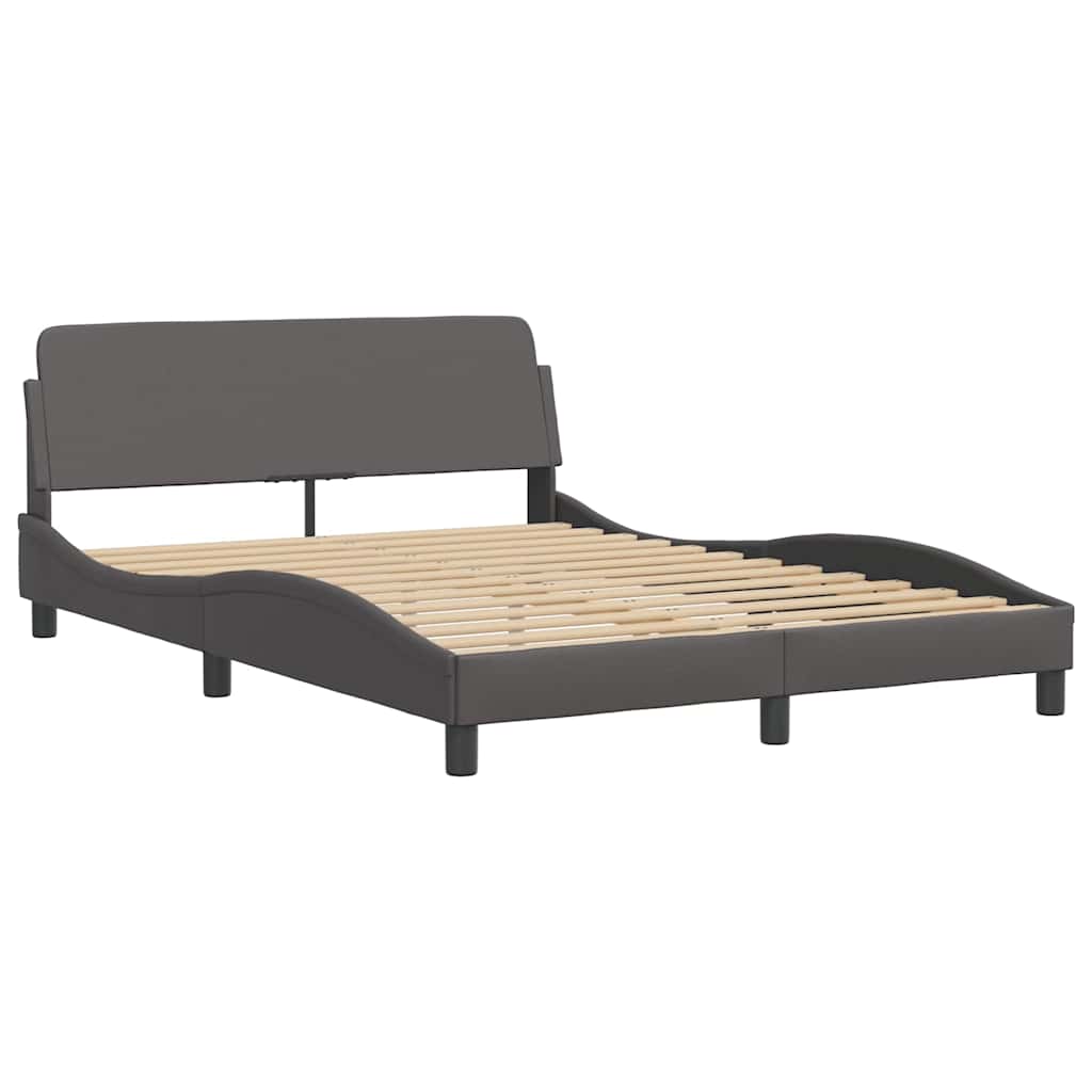 Cama com colchão dover 140x200 cm couro artificial cinzento