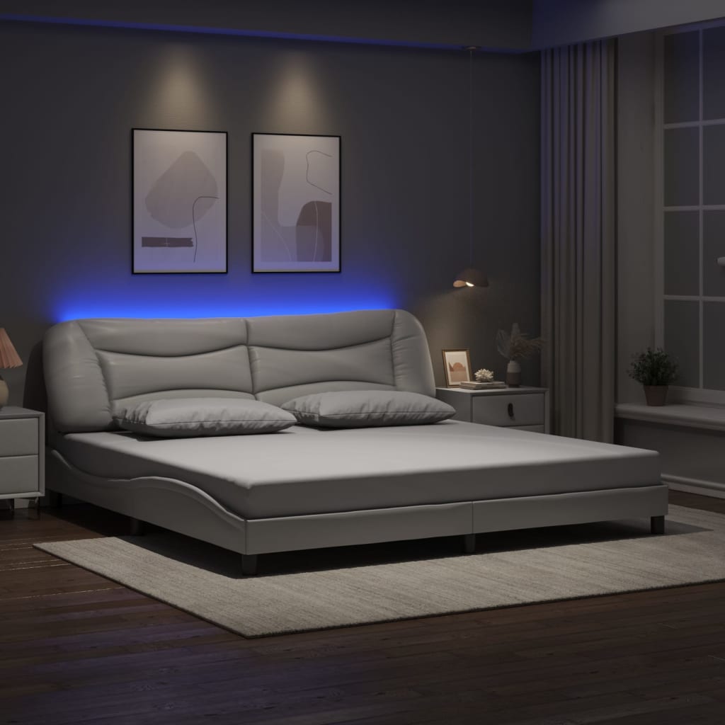 Estrutura de cama com LED sem colchão hvar 200x200 cm branco