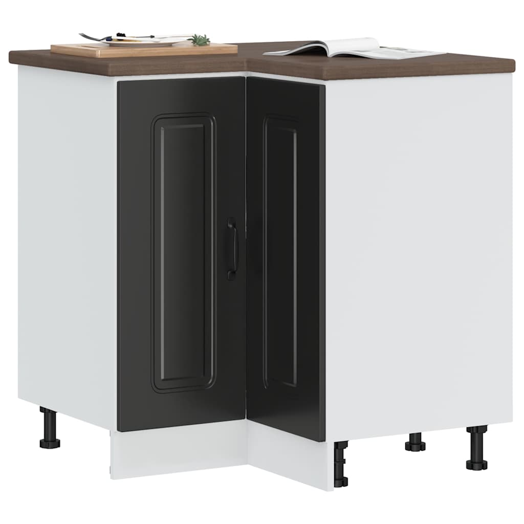 Armário baixo canto cozinha kalmar madeira artificial preta