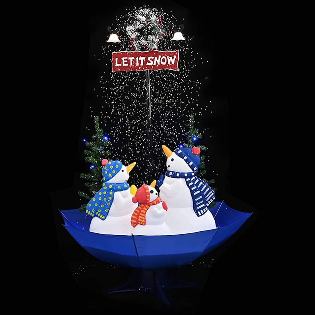 Árvore natal c/ neve base formato guarda-chuva 170 cm PVC azul