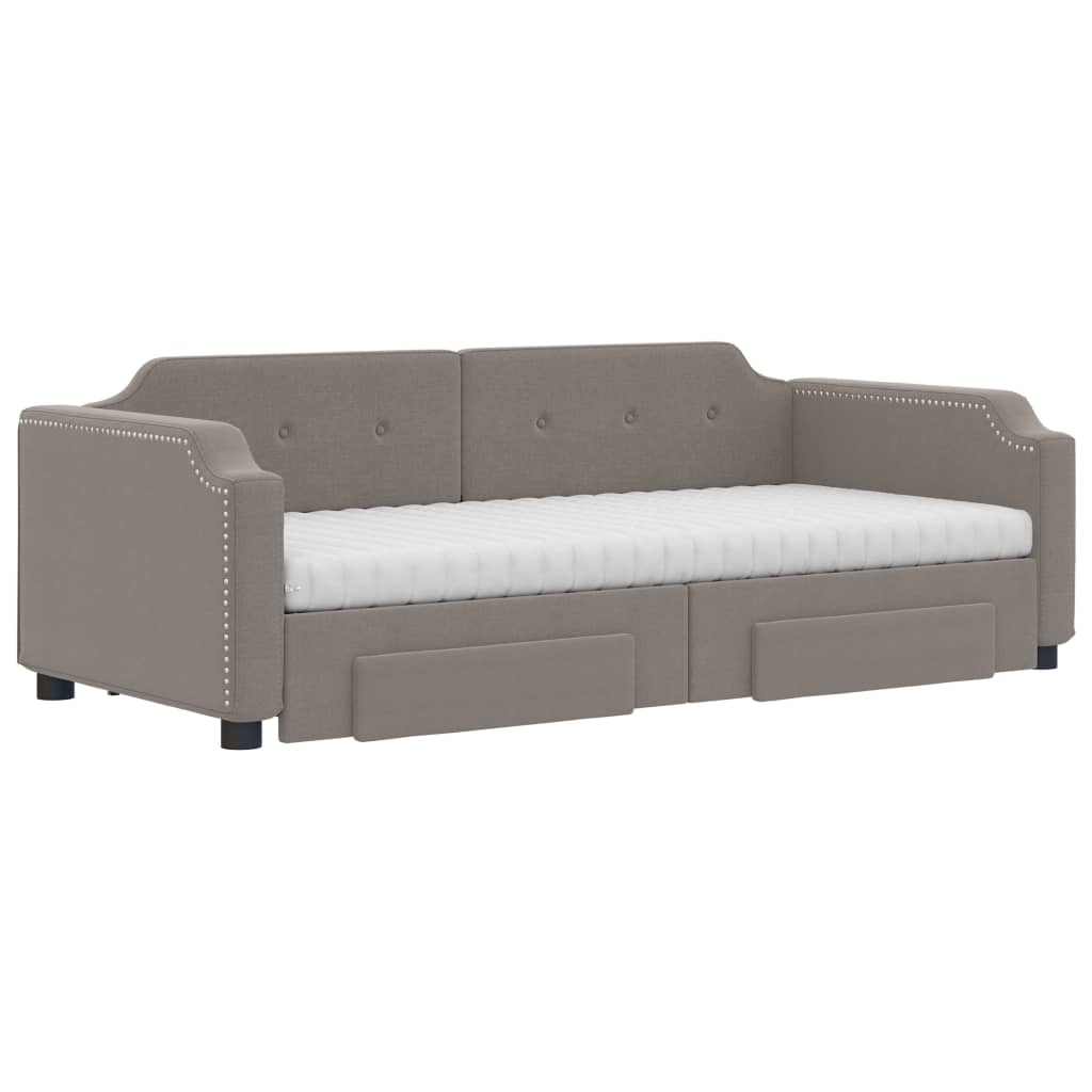 Sofá-cama c/ gavetão/gavetas 80x200 cm tecido cinza-acastanhado