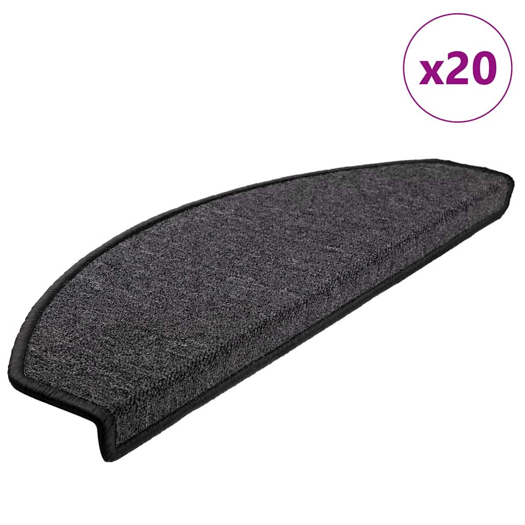 Tapetes de escada 20 peças 65x24x4 cm antracite meio redondo grande