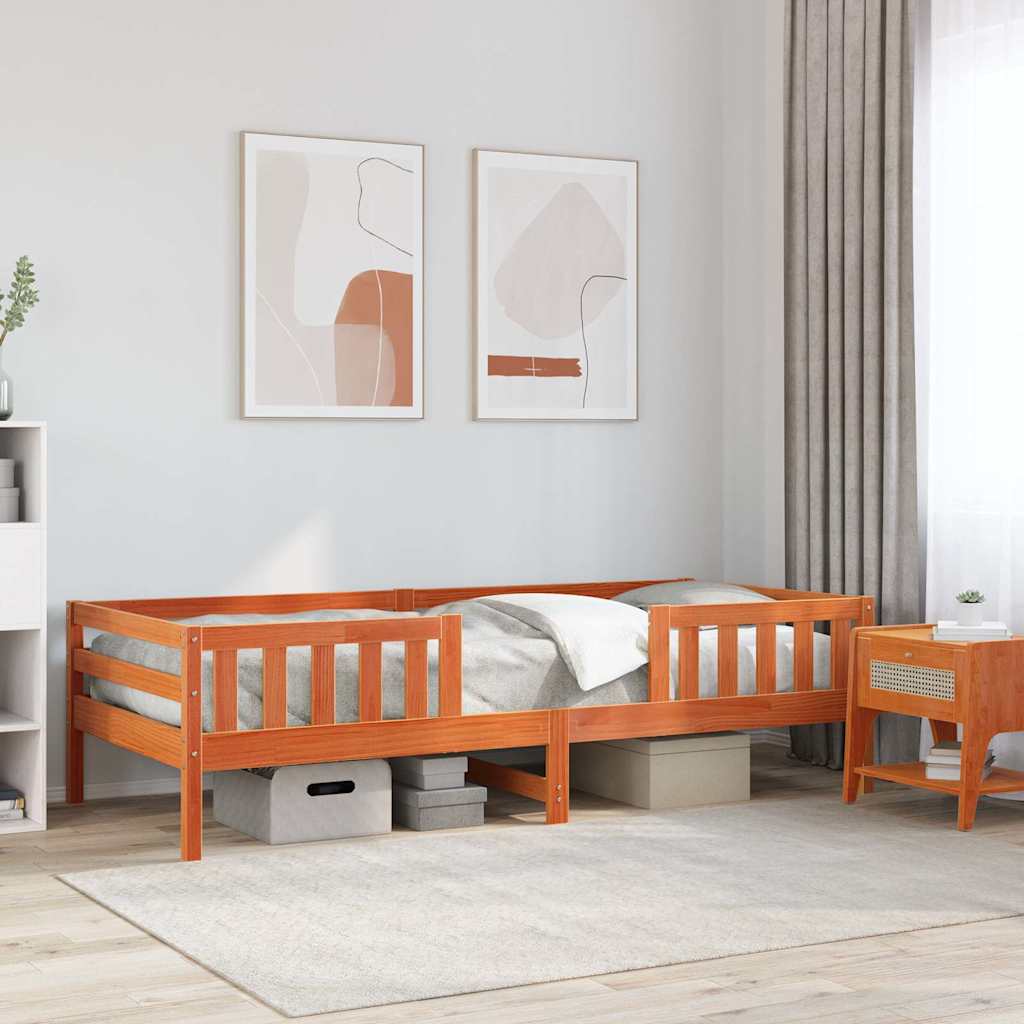 Cama sem colchão 100x200 cm pinho maciço castanho-mel