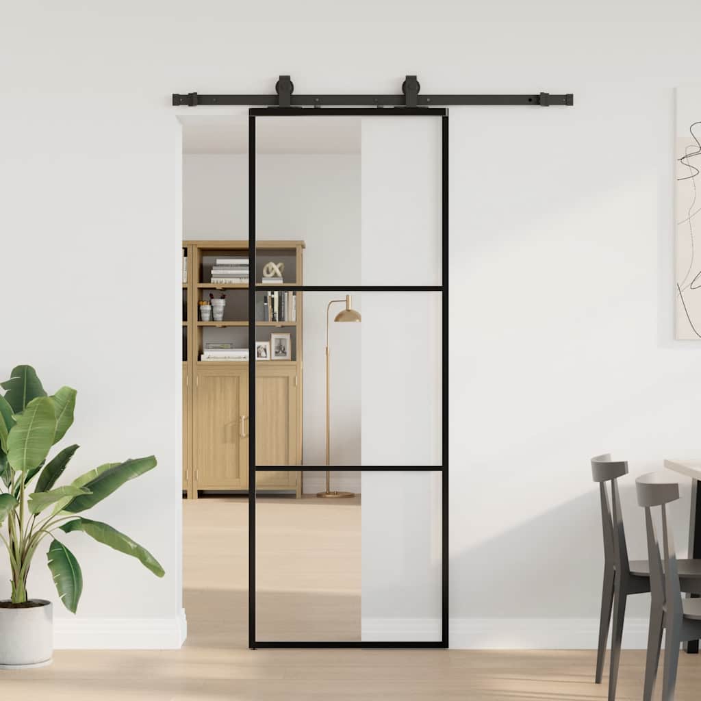 Porta deslizante c/ conj. ferragens 76x205cm vidro esg preto