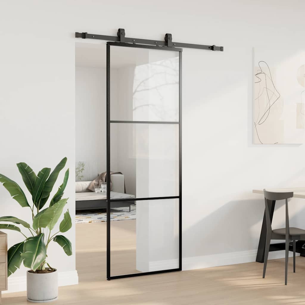 Porta deslizante c/ conj. ferragens 76x205cm vidro esg preto