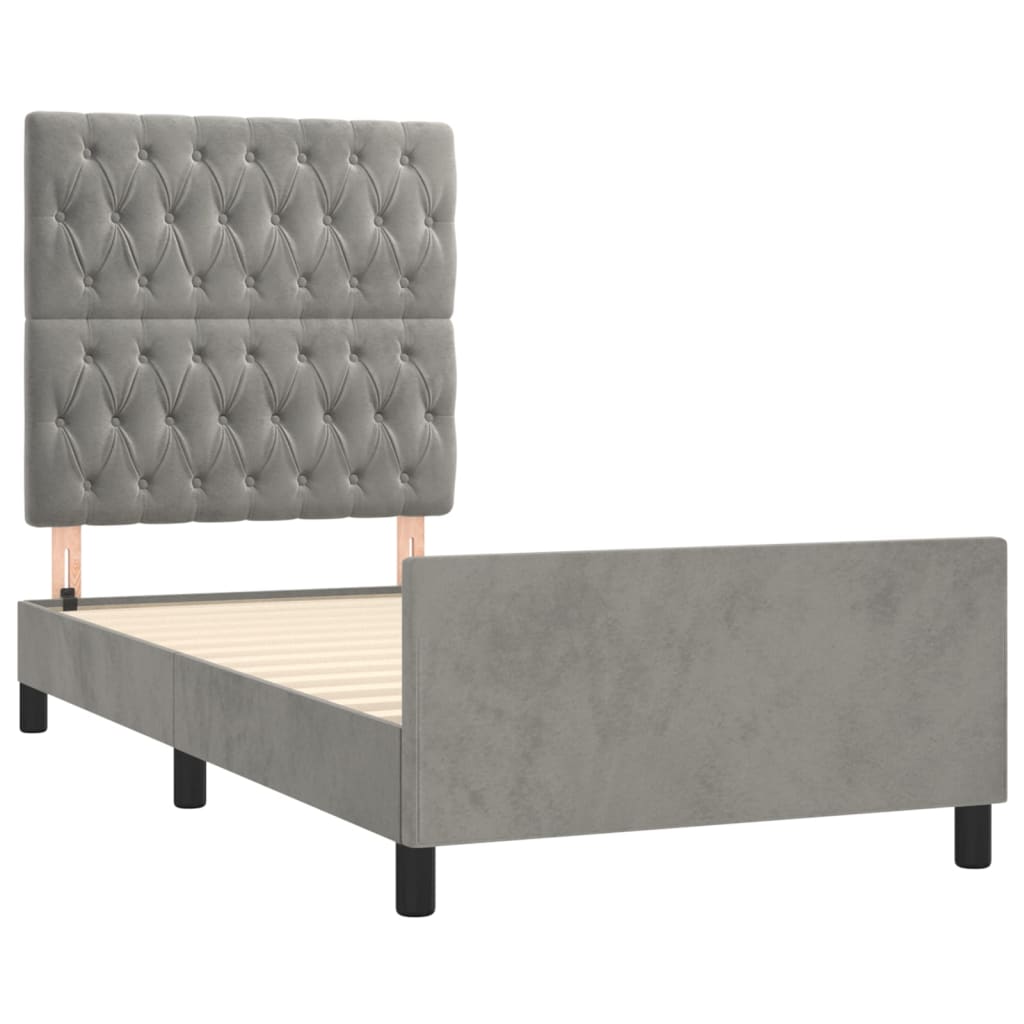 Estrutura de cama sem colchão 100x200 cm veludo cinzento-claro