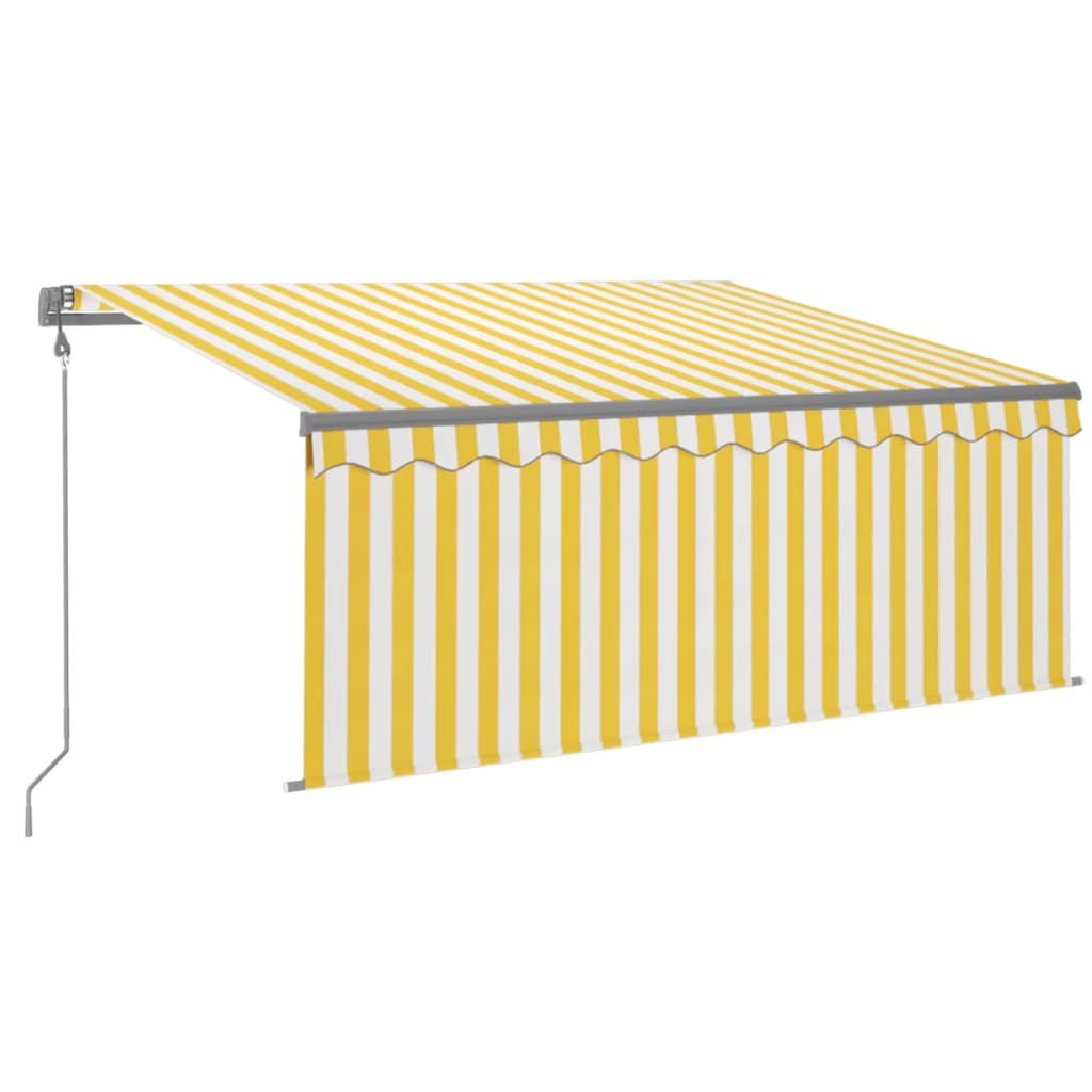 Toldo autom. c/ estore/LED/sensor vento 3x2,5m amarelo/branco