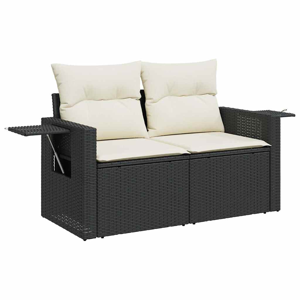 5 Pcs conjunto sofás de jardim com almofadões vime PE preto