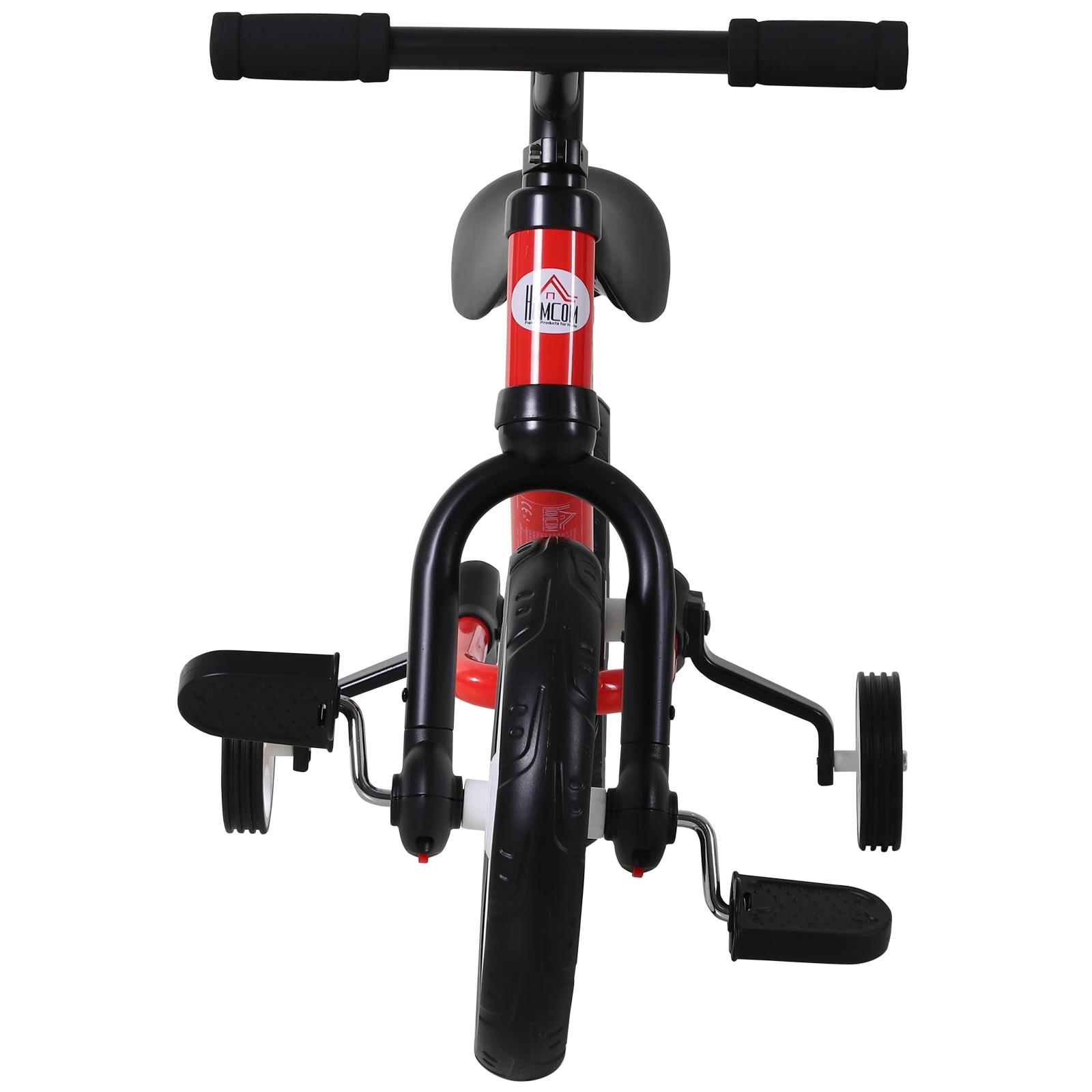 Bicicleta balance com pedais e rodas removíveis assento ajustável 33-38cm crianças +2 anos carga 25kg cor vermelha
