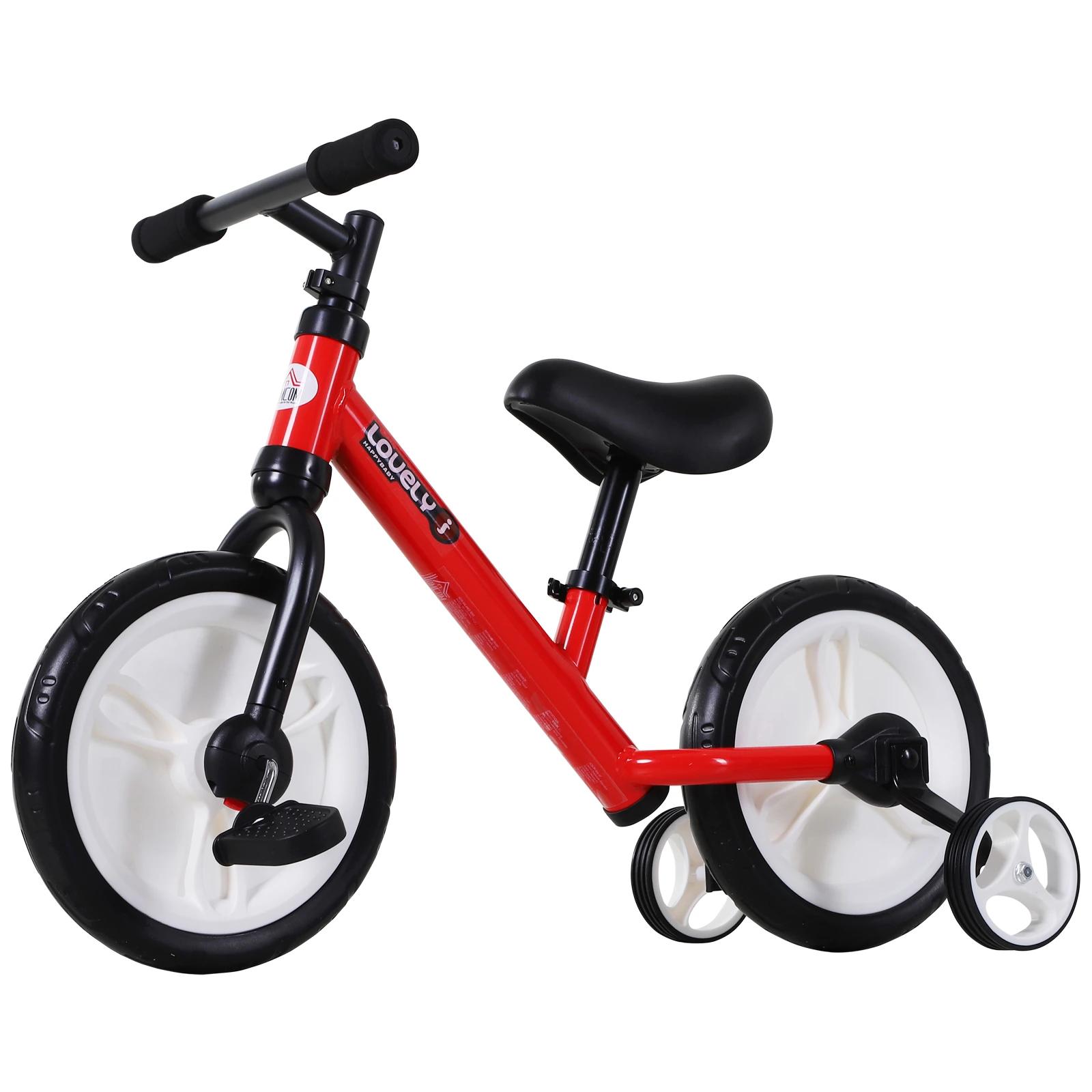 Bicicleta balance com pedais e rodas removíveis assento ajustável 33-38cm crianças +2 anos carga 25kg cor vermelha